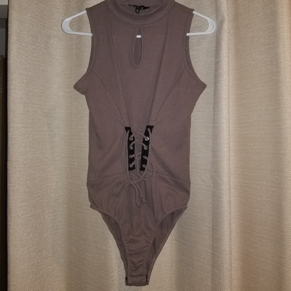 bodysuit criss cross tie up sexy corset style